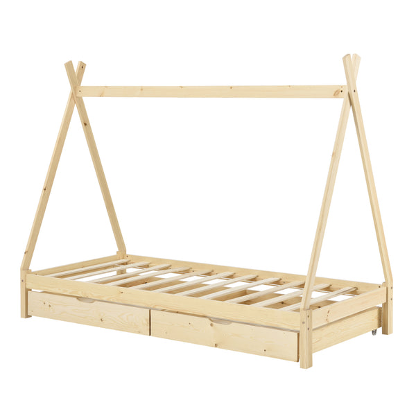 Kinderbed Tipi met bedlades 90x200 cm - 2 varianten