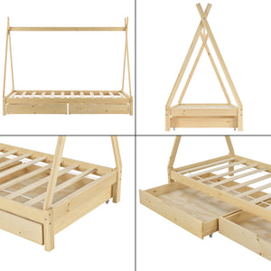 Kinderbed Tipi met bedlades 90x200 cm - 2 varianten