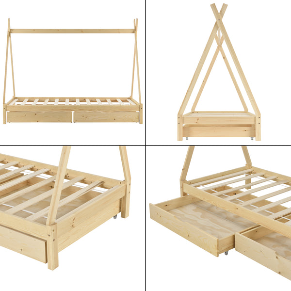 Kinderbed Tipi met bedlades 90x200 cm - 2 varianten