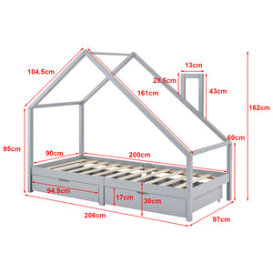 [en.casa] Kinderbed Assling 90x200 cm met matras en 2 lades - 4 varianten