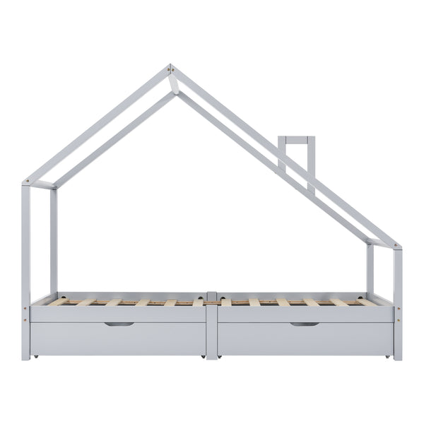 [en.casa] Kinderbed Assling 90x200 cm met matras en 2 lades - 4 varianten
