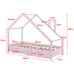 [en.casa] Kinderbed Assling 90x200 cm met matras en 2 lades - 4 varianten