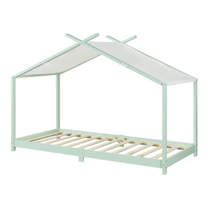 Lit cabane enfant Brome 90x200 cm en bois de pin avec sommier [en.casa]