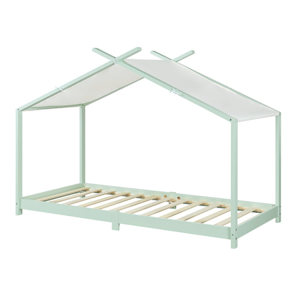 Lit cabane enfant Brome 90x200 cm en bois de pin avec sommier [en.casa]