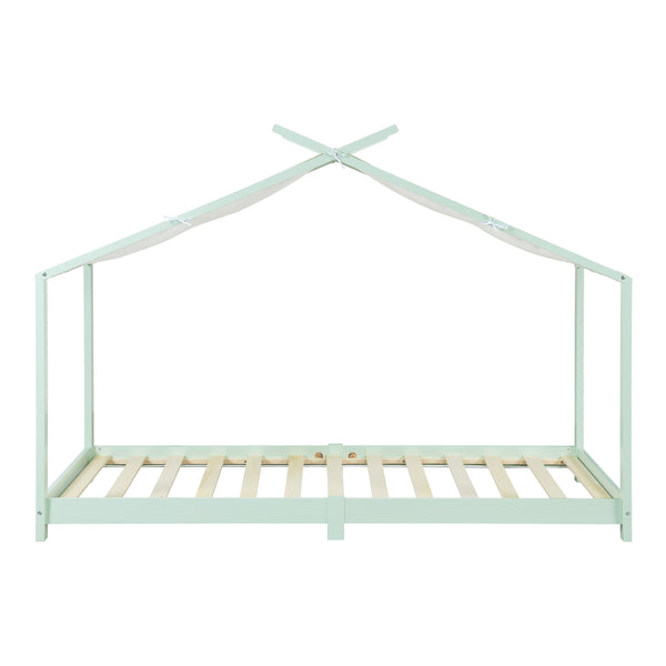 Lit cabane enfant Brome 90x200 cm en bois de pin avec sommier [en.casa]