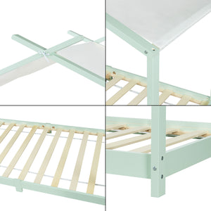 Lit cabane enfant Brome 90x200 cm en bois de pin avec sommier [en.casa]