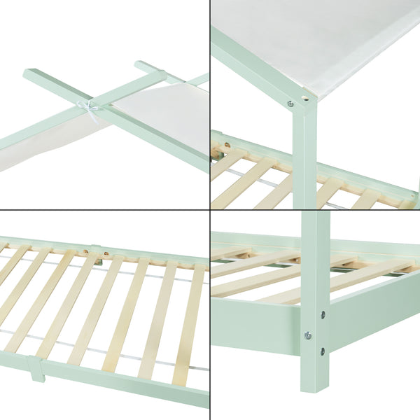 Lit cabane enfant Brome 90x200 cm en bois de pin avec sommier [en.casa]