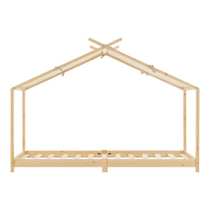 Lit cabane enfant Brome 90x200 cm en bois de pin avec sommier [en.casa]