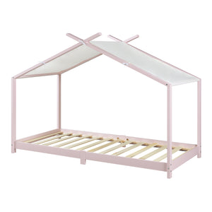 Lit cabane enfant Brome 90x200 cm en bois de pin avec sommier [en.casa]