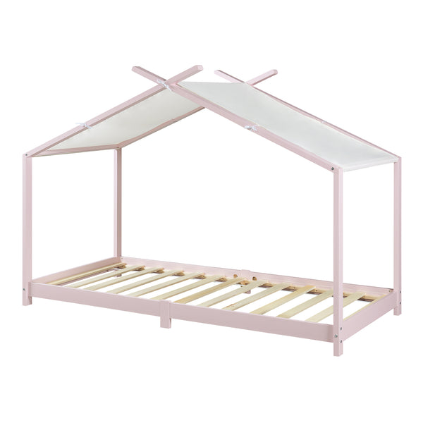 Lit cabane enfant Brome 90x200 cm en bois de pin avec sommier [en.casa]