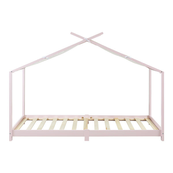 Lit cabane enfant Brome 90x200 cm en bois de pin avec sommier [en.casa]