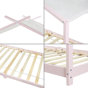 Lit cabane enfant Brome 90x200 cm en bois de pin avec sommier [en.casa]