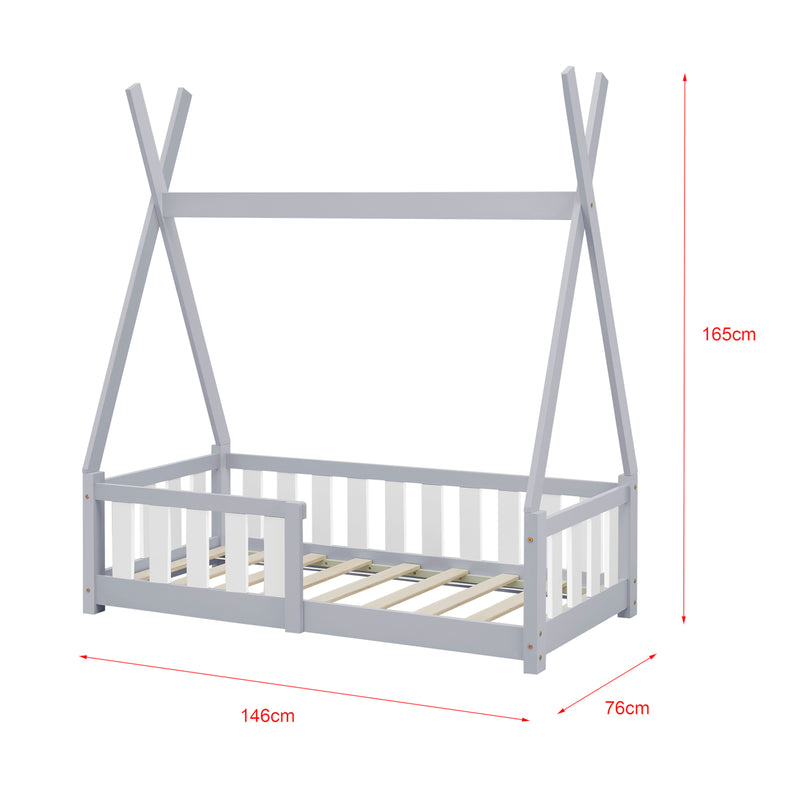 Maatschets [en.casa] [neu.haus] Kinderbed Helsingborg Tipi met uitvalbeveiliging en matras 70x140 cm - 4 varianten