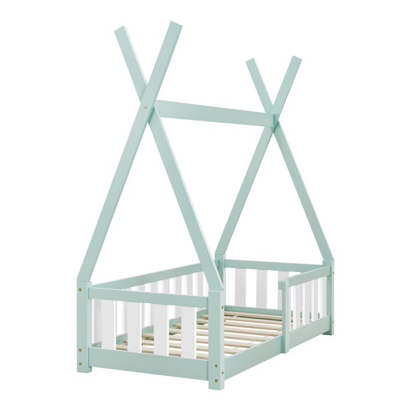 [en.casa] [neu.haus] Kinderbed Helsingborg Tipi met uitvalbeveiliging en matras 70x140 cm - 4 varianten