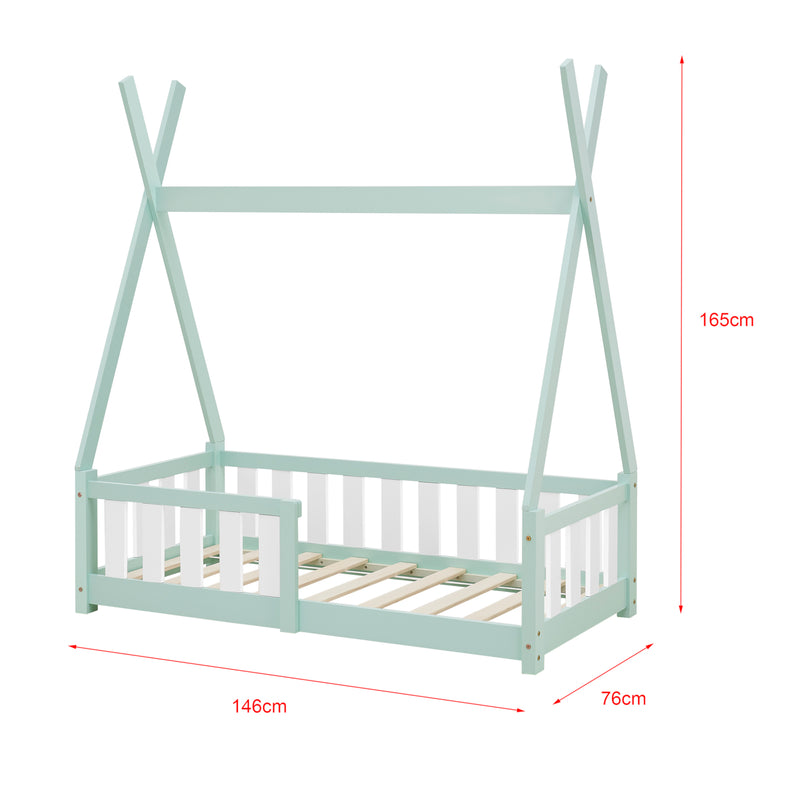 Maatschets [en.casa] [neu.haus] Kinderbed Helsingborg Tipi met uitvalbeveiliging en matras 70x140 cm - 4 varianten