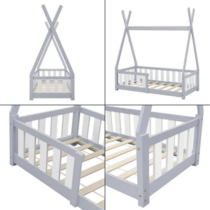Lit Tipi Helsingborg pour enfants 140 x 70 cm [en.casa]