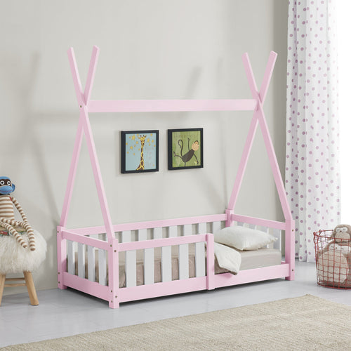 [en.casa] Kinderbed Tipi grenen met uitvalbeveiliging 70x140 cm - 4 varianten