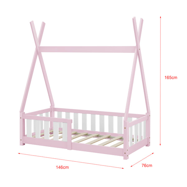 [en.casa] Kinderbed Tipi grenen met uitvalbeveiliging 70x140 cm - 4 varianten