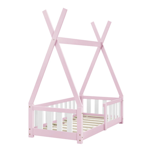 [en.casa] Kinderbed Tipi grenen met uitvalbeveiliging 70x140 cm - 4 varianten