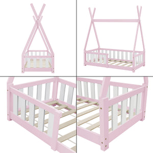 [en.casa] Kinderbed Tipi grenen met uitvalbeveiliging 70x140 cm - 4 varianten
