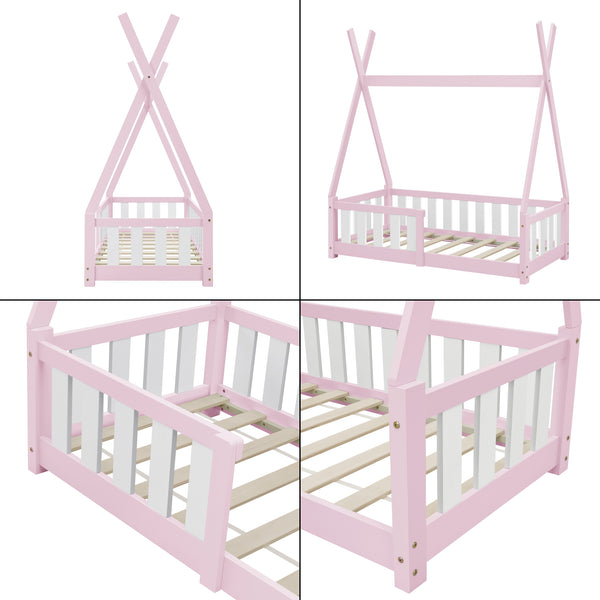 [en.casa] Kinderbed Tipi grenen met uitvalbeveiliging 70x140 cm - 4 varianten