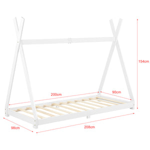 Kinderbed Tipi Hori grenen met bedbodem en matras 90x200 cm - 3 varianten