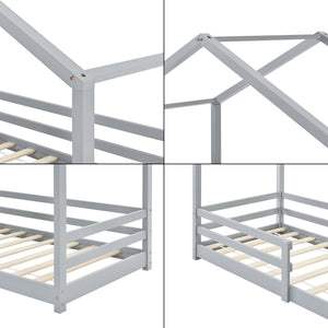 Lit d'Enfant avec Barreaux de Sécurité Knätten Pin Naturel [en.casa]