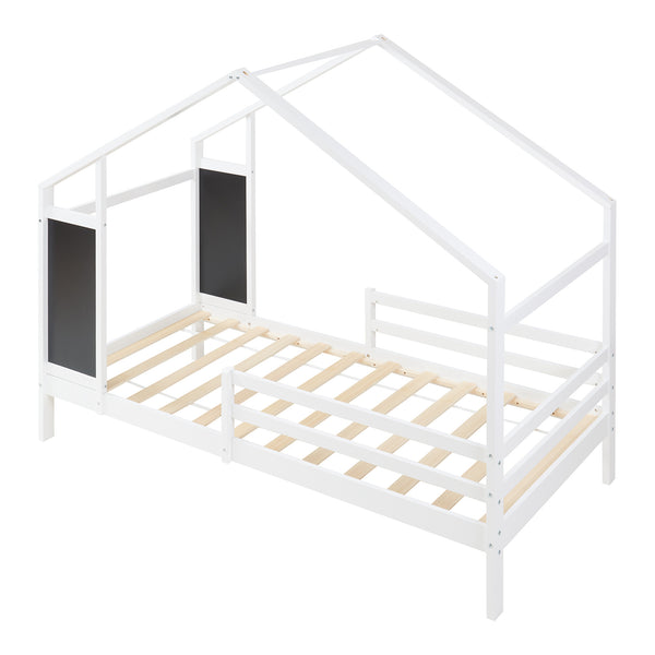 Kinderbed Lorenskog houten huisbed met valbescherming 200x90 cm [en.casa]