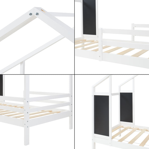 Kinderbed Lorenskog houten huisbed met valbescherming 200x90 cm [en.casa]