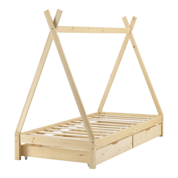 Kinderbed Tipi met bedlades en matras 90x200 cm - verschillende kleuren