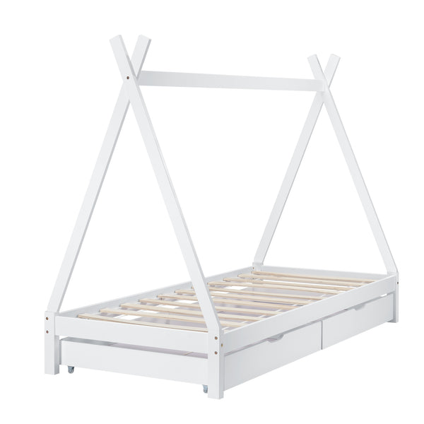 Kinderbed Tipi met bedlades en matras 90x200 cm - verschillende kleuren