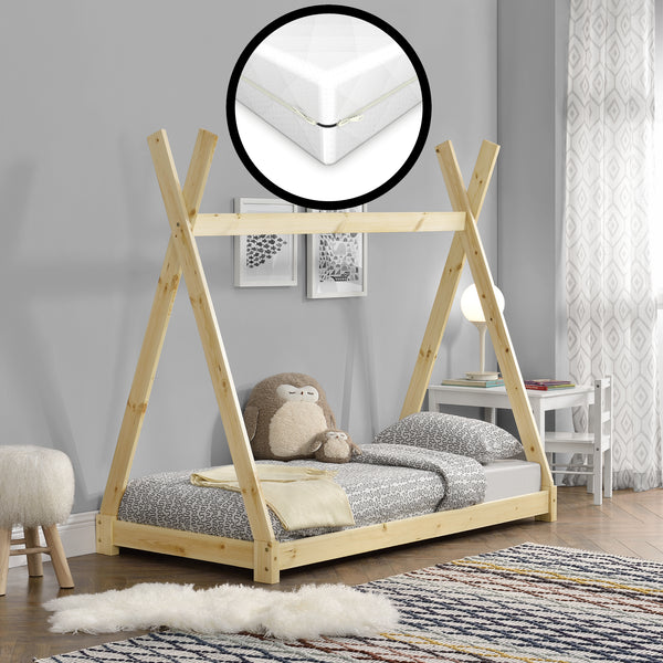 Juniorbed Tipi eenpersoonsbed incl. matras - verschillende maten en kleuren