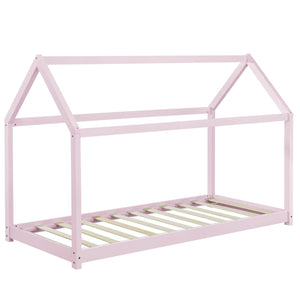 [en.casa] Lit D'enfant avec Matela Cadre de Lit 206 x 98 x 142 cm Matela Mousse Froid 90 x 200 cm Maison Bois Blanc 