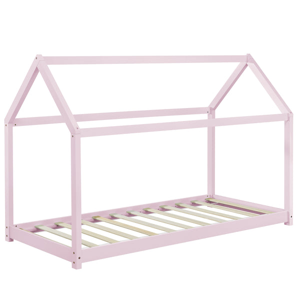 [en.casa] Lit D'enfant avec Matela Cadre de Lit 206 x 98 x 142 cm Matela Mousse Froid 90 x 200 cm Maison Bois Blanc 