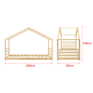 Lit d'enfant Design Maison avec Matelas Lit Cabane Pin Feuille de Placage Mousse à Froid Housse 100% Polyester Plusieurs Couleurs 70x140cm/80x160cm/90x200cm [en.casa] [neu.haus]