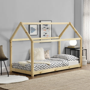 Kinderbed houten bed huisbed grenen 90x200 cm - verschillende kleuren