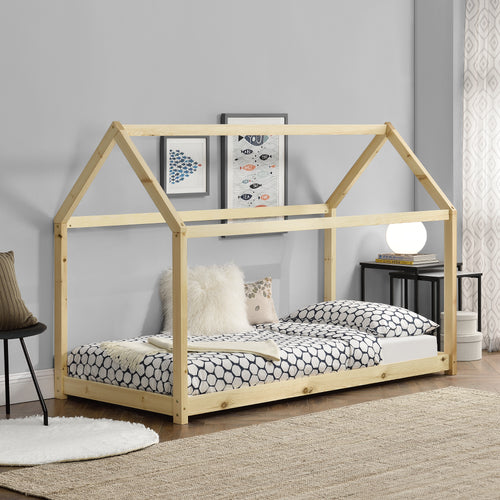 Kinderbed houten bed huisbed grenen 90x200 cm - verschillende kleuren