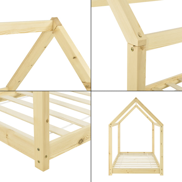 Kinderbed houten bed huisbed grenen 90x200 cm - verschillende kleuren