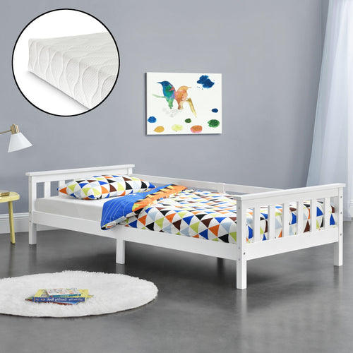 Kinderbed Nuuk met bedbodem matras en uitvalbeveiliging - verschillende kleuren en maten