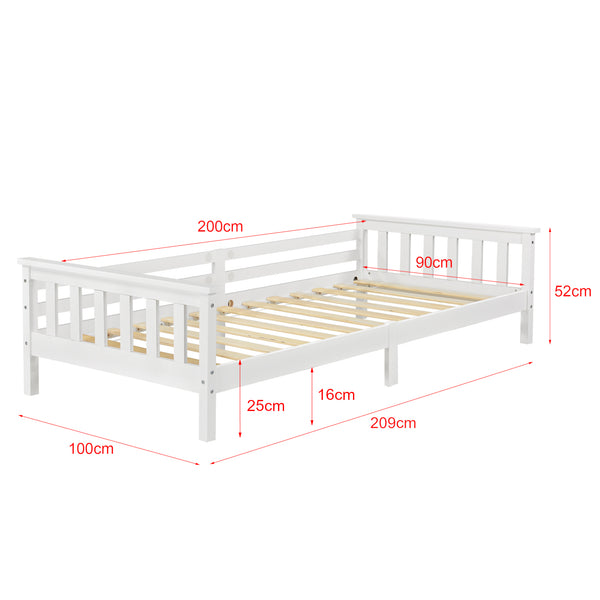 Kinderbed Nuuk met bedbodem matras en uitvalbeveiliging - verschillende kleuren en maten