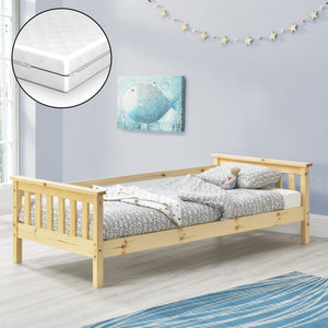 Kinderbed Nuuk met bedbodem matras en uitvalbeveiliging - verschillende kleuren en maten
