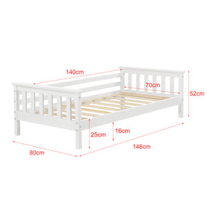Kinderbed Nuuk met bedbodem matras en uitvalbeveiliging - verschillende kleuren en maten