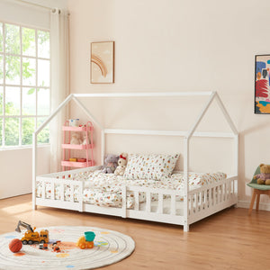 Kinderbed Sisimiut met uitvalbeveiliging bedbodem en matras [en.casa]