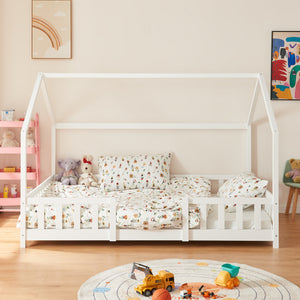 Kinderbed Sisimiut met uitvalbeveiliging bedbodem en matras [en.casa]