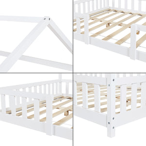 Kinderbed Sisimiut met uitvalbeveiliging bedbodem en matras [en.casa]