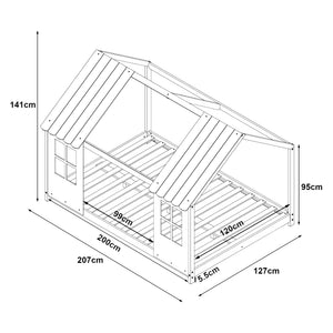 Kinderbed Tostedt huisbed met bedbodem en matras [en.casa] [neu.haus]