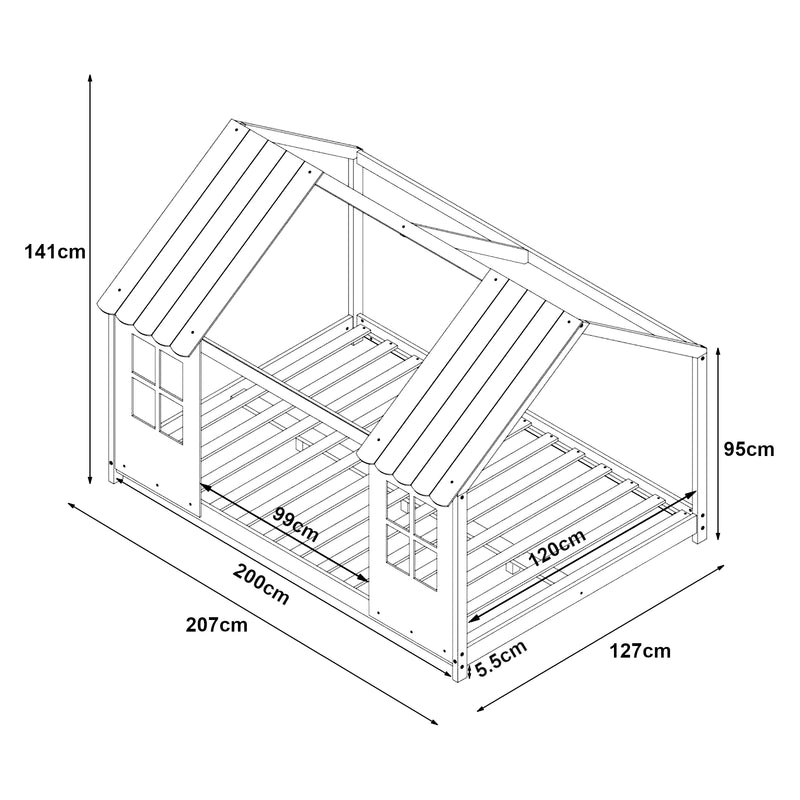 Maatschets Kinderbed Tostedt huisbed met bedbodem en matras [en.casa] [neu.haus]