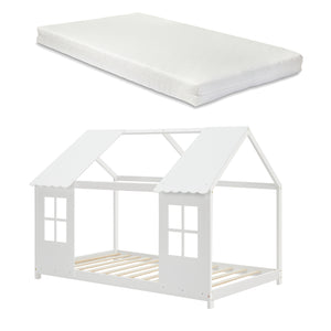 Kinderbed Tostedt huisbed met bedbodem en matras [en.casa] [neu.haus]