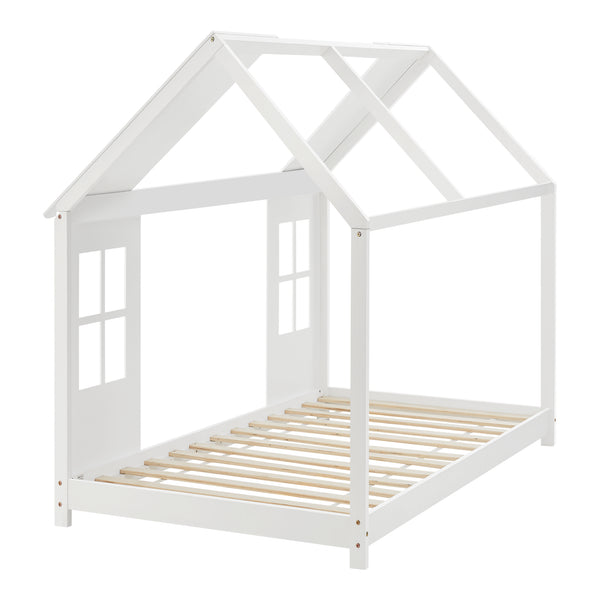 Kinderbed Tostedt huisbed met bedbodem en matras [en.casa] [neu.haus]