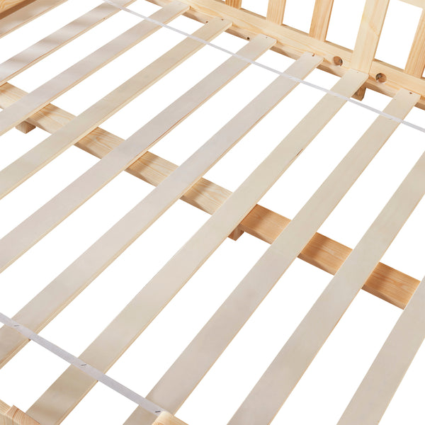 Lit d'Enfant Forme Maison avec Grille de Protection Treviolo [en.casa]